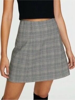 NWT Babaton Women’s Size 2 Hopper Gray Plaid Chic Mini Skirt